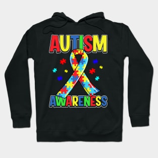 Autism Awareness Day 2020 Colorful Puzzle Ribbon Hoodie